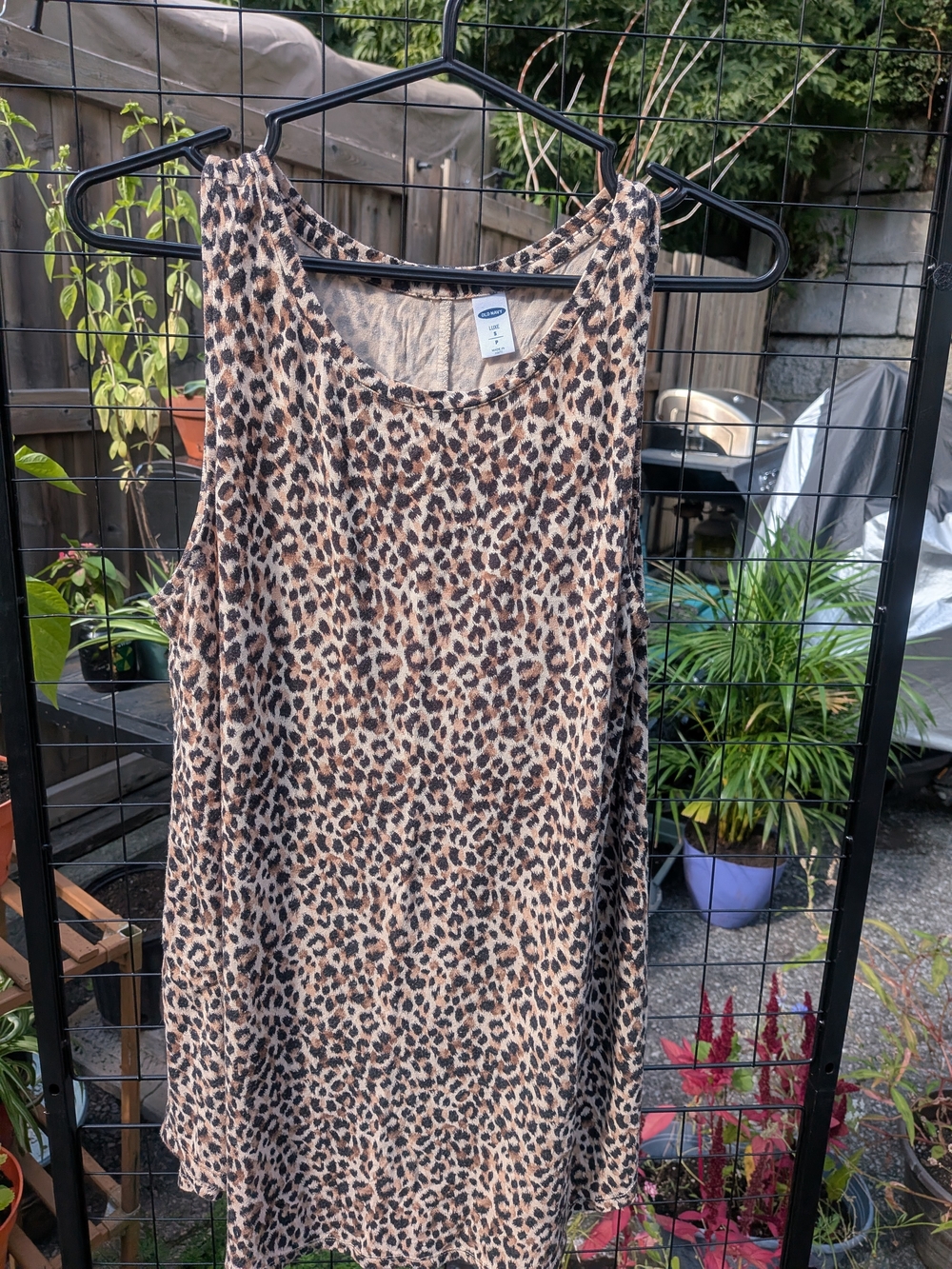 Old Navy Leopard Print Sleeveless Crew Neck Tank - Tan and Black